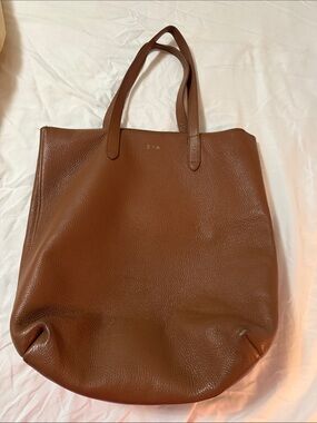 Cuyana Cognac dark tan Pebbled Leather Tote
